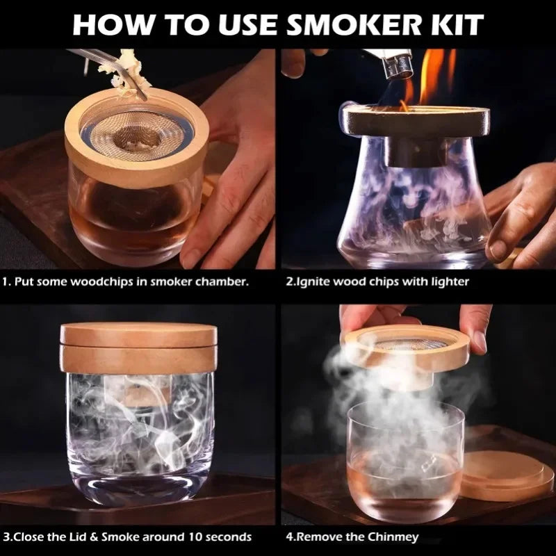 SMOKEVAULT™ Kit Premium de Defumação para Uísque e Coquetéis